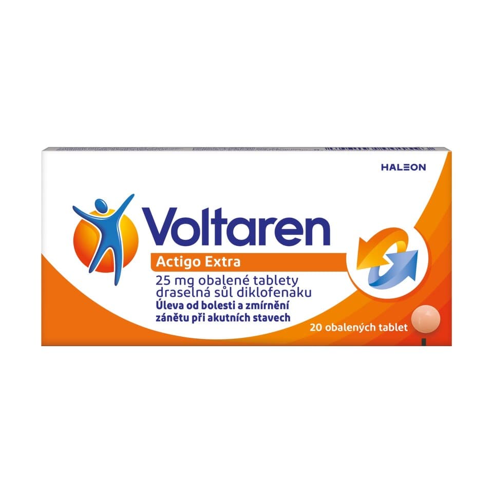 Obrázek produktu Voltaren Actigo Extra 25 mg tablety proti bolesti 20 tablet