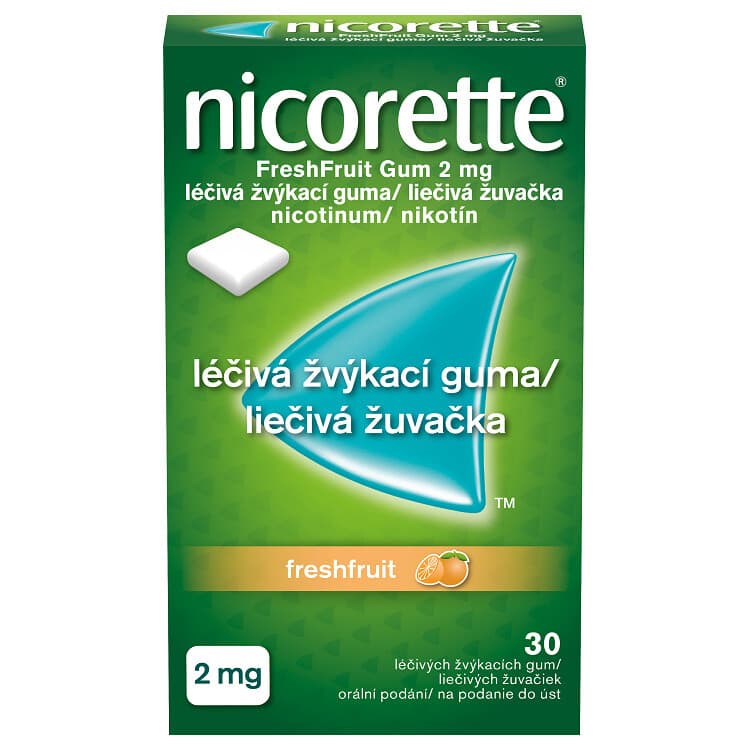 Nicorette FreshFruit Gum 2 mg léčivé žvýkačky 30 ks