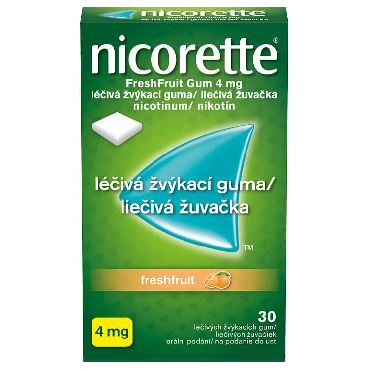 Nicorette FreshFruit Gum 4 mg léčivé žvýkačky 30 ks