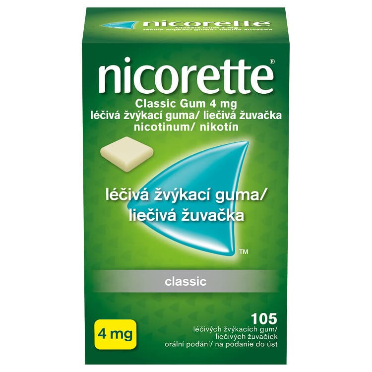 Nicorette Classic Gum 4 mg léčivé žvýkačky 105 ks