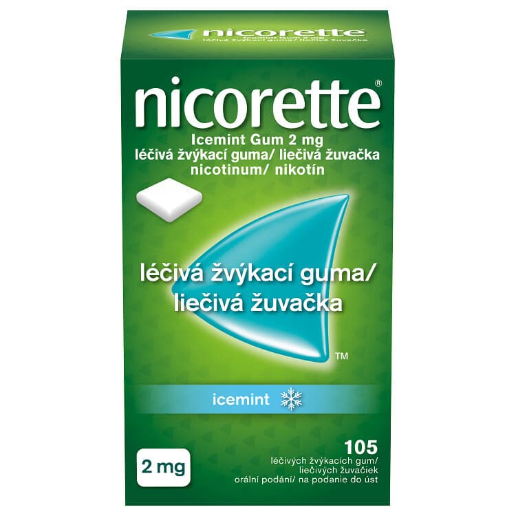Nicorette Icemint Gum 2 mg léčivé žvýkačky 105 ks