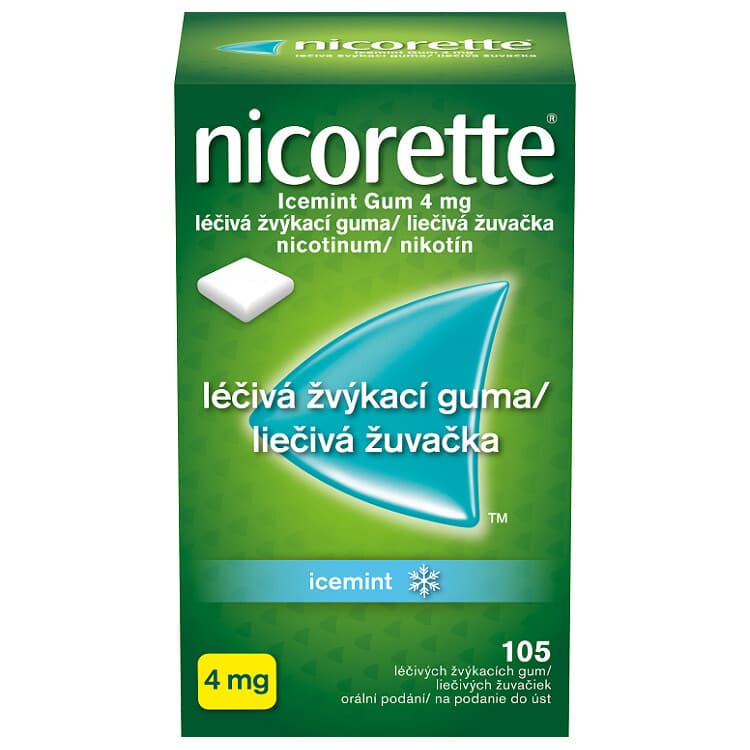 Nicorette Icemint Gum 4 mg léčivé žvýkačky 105 ks