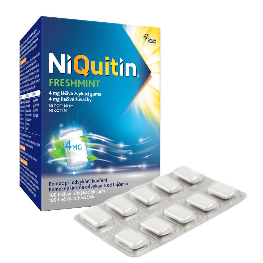 NiQuitin Freshmint 4 mg, 100 léčivých žvýkaček