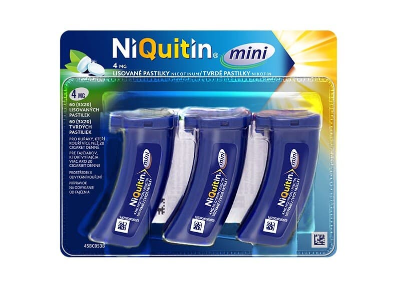 NiQuitin Mini 4 mg, 3 x 20 lisovaných pastilek, 60 ks