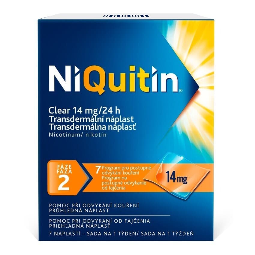 NIQUITIN CLEAR 14 mg / 24h, 7 transdermálních náplastí