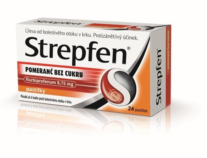 Strepfen pomeranč bez cukru pastilky 24 ks