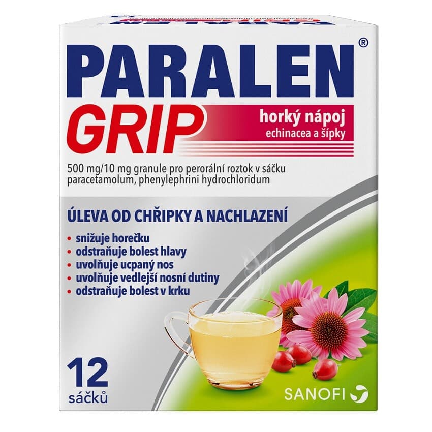 Paralen Grip Horký nápoj echinacea a šípky 12 sáčků