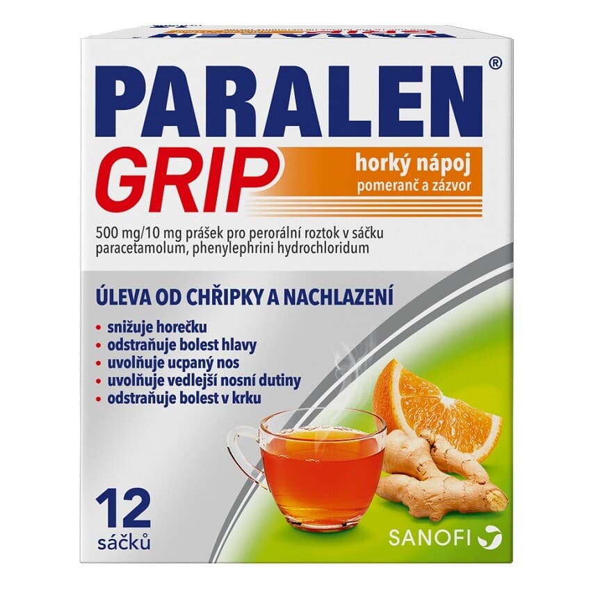 Obrázek produktu Paralen Grip Horký nápoj pomeranč a zázvor 12 sáčků