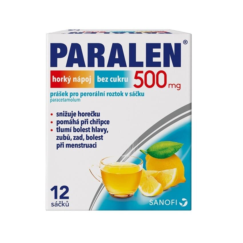 Paralen Horký nápoj bez cukru 500 mg 12 sáčků