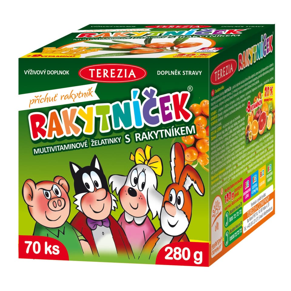 RAKYTNÍČEK multivitaminové želatinky s rakytníkem 70 ks
