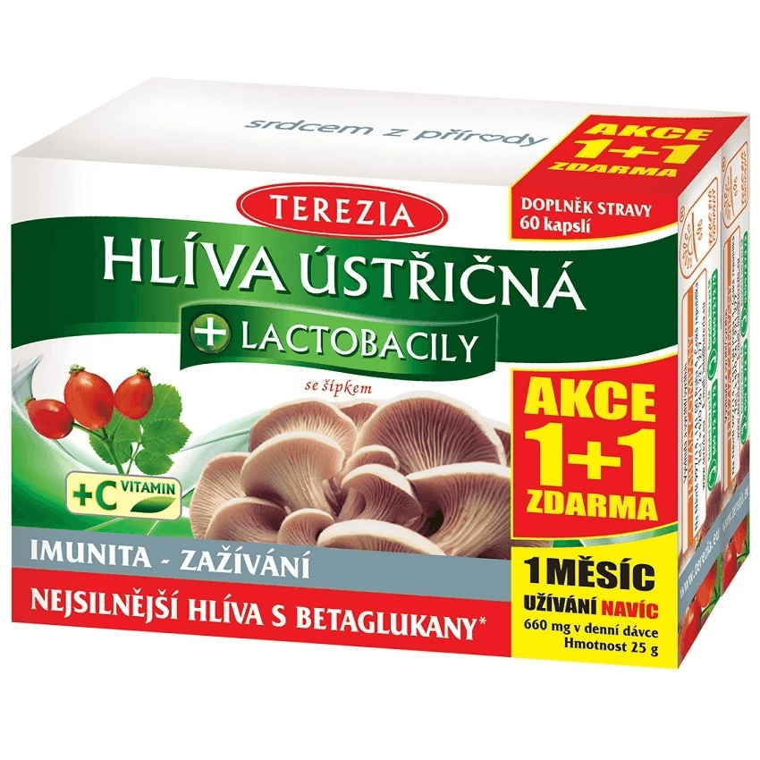 Terezia Hlíva ústřičná + lactobacily 60+60 kapslí 1+1 ZDARMA