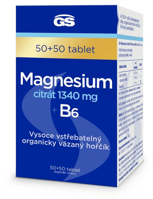 GS Magnesium citrát 1340 mg + B6 50+50 tablet