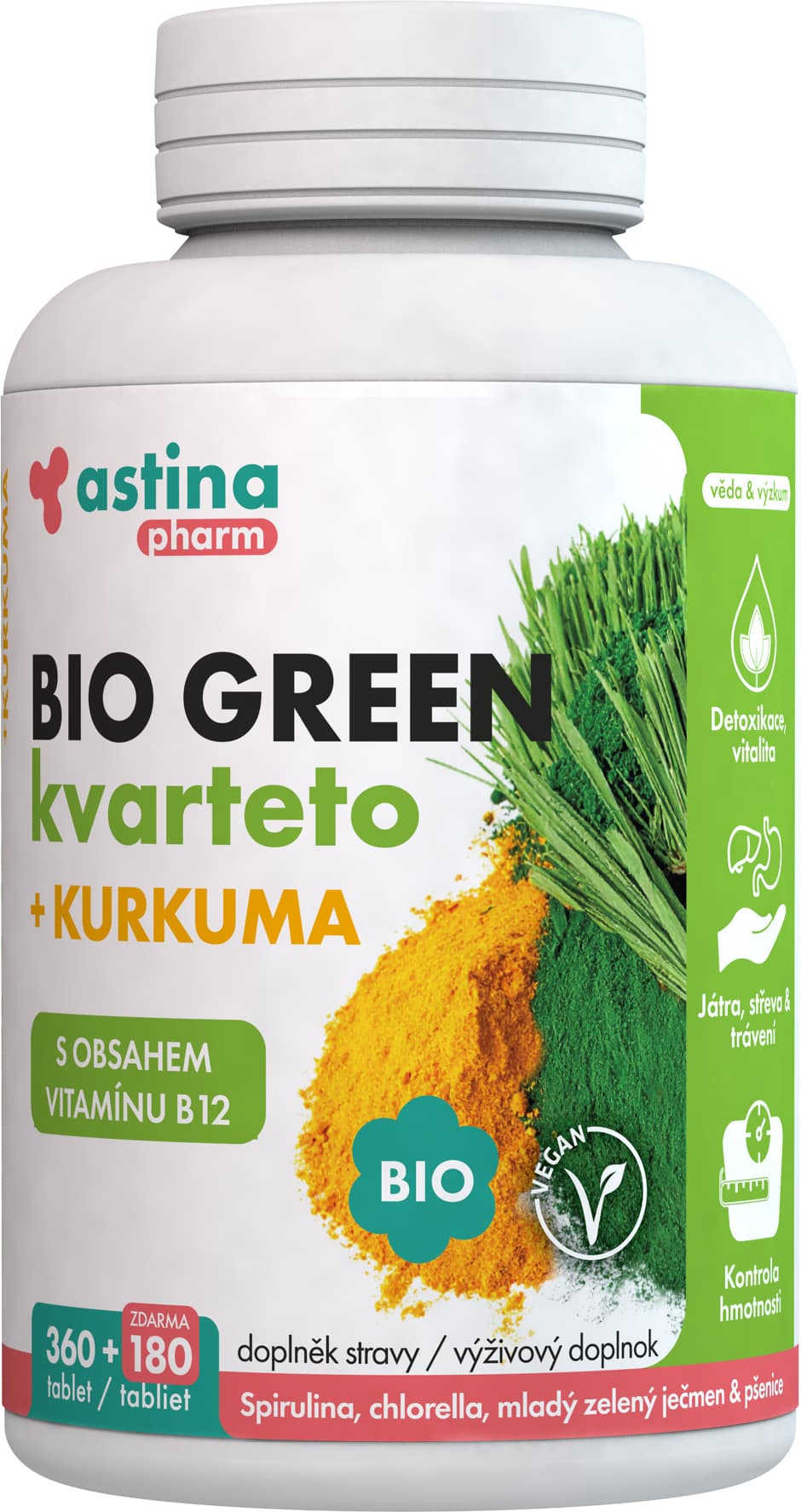 Obrázek produktu Astina BIO Green Kvarteto s kurkumou 360+180 tablet