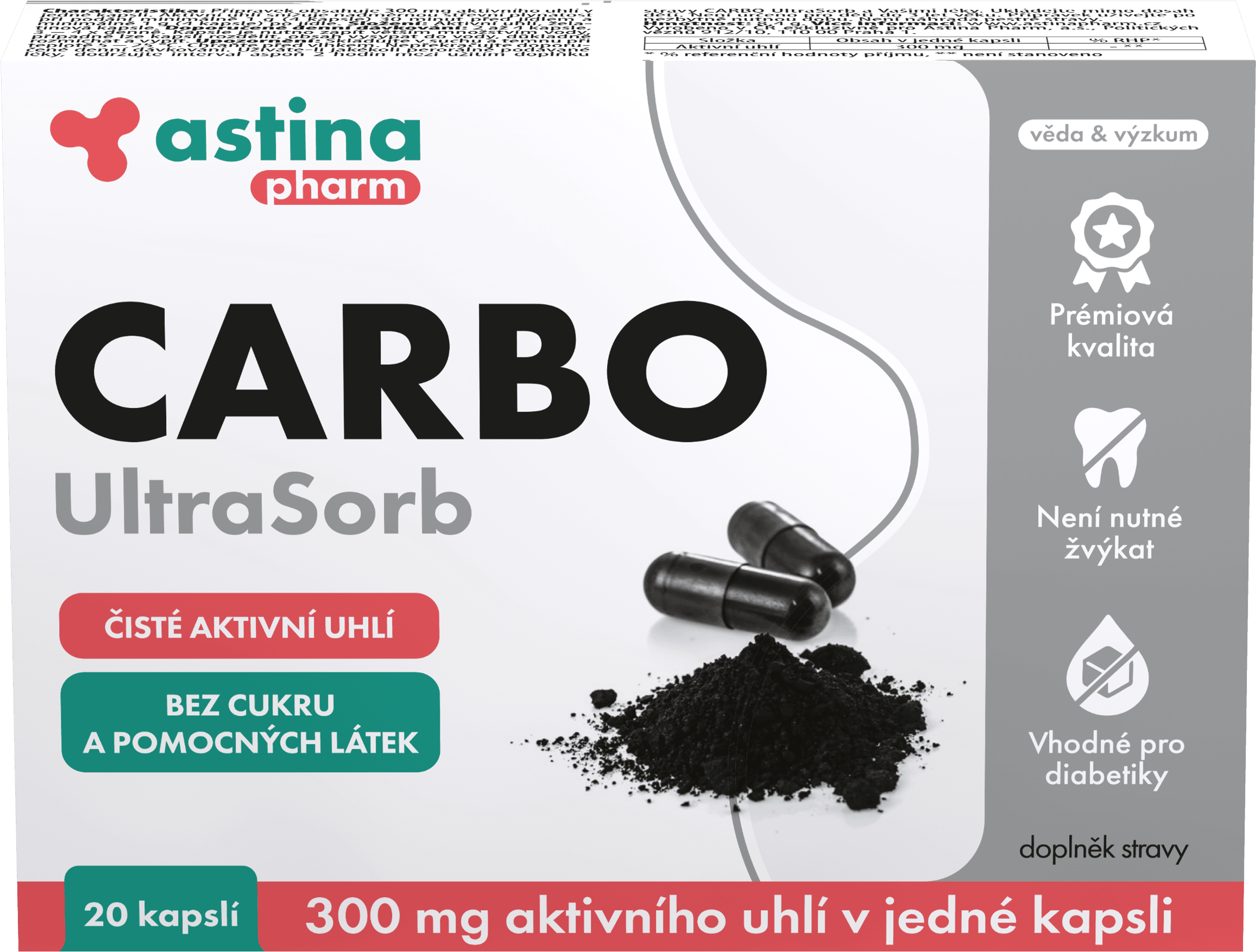 Astina CARBO UltraSorb 300 mg 20 kapslí