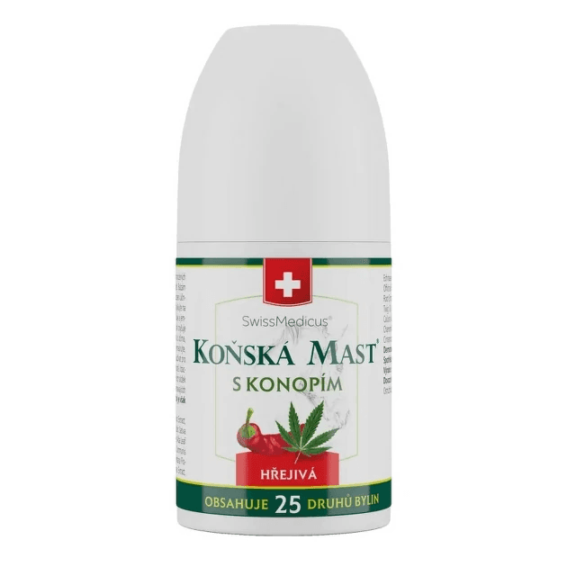 SwissMedicus Koňská mast s konopím hřejivá roll on 90ml