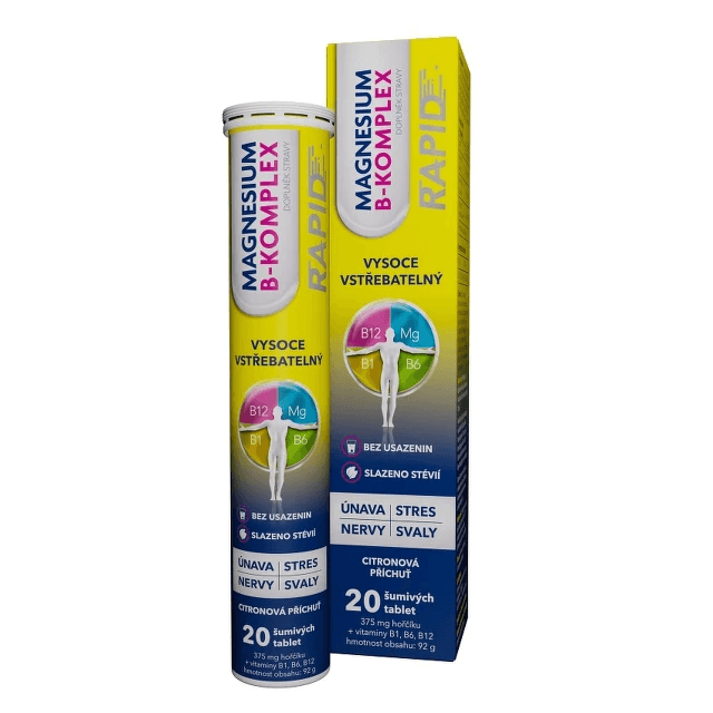 Magnesium B-komplex RAPID Glenmark 20 šumivých tablet