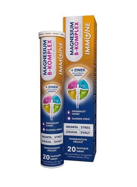 Magnesium B-komplex IMMUNE Glenmark 20 šumivých tablet