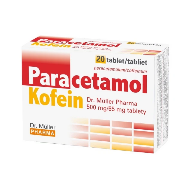 Obrázek produktu Paracetamol/Kofein DR. MÜLLER 500mg/65mg neobalené tablety 20 ks