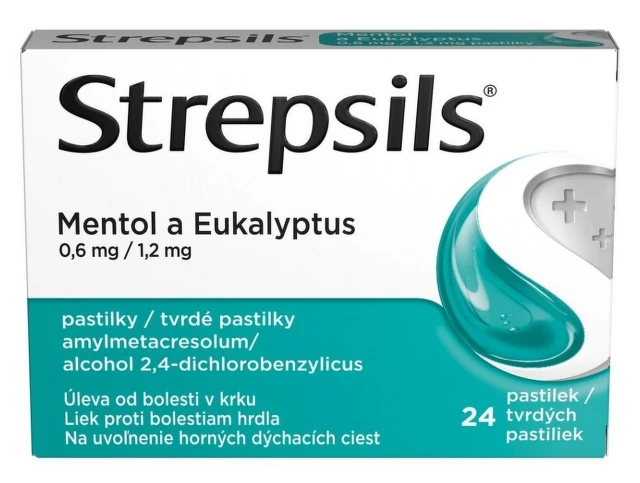 Obrázek produktu Strepsils Mentol a Eukalyptus pastilky 24 ks