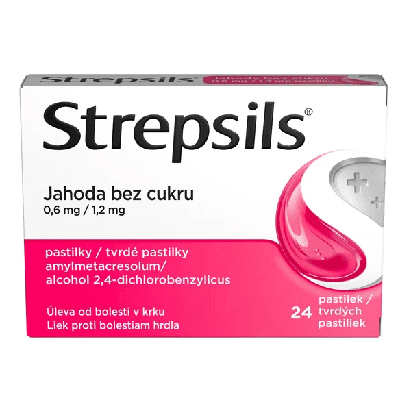 Strepsils Jahoda bez cukru pastilky 24ks