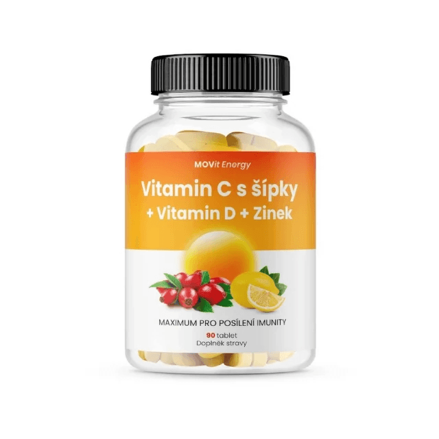 MOVit Vitamin C 1200mg s šípky+Vitamin D+Zinek PREMIUM 90 tablet