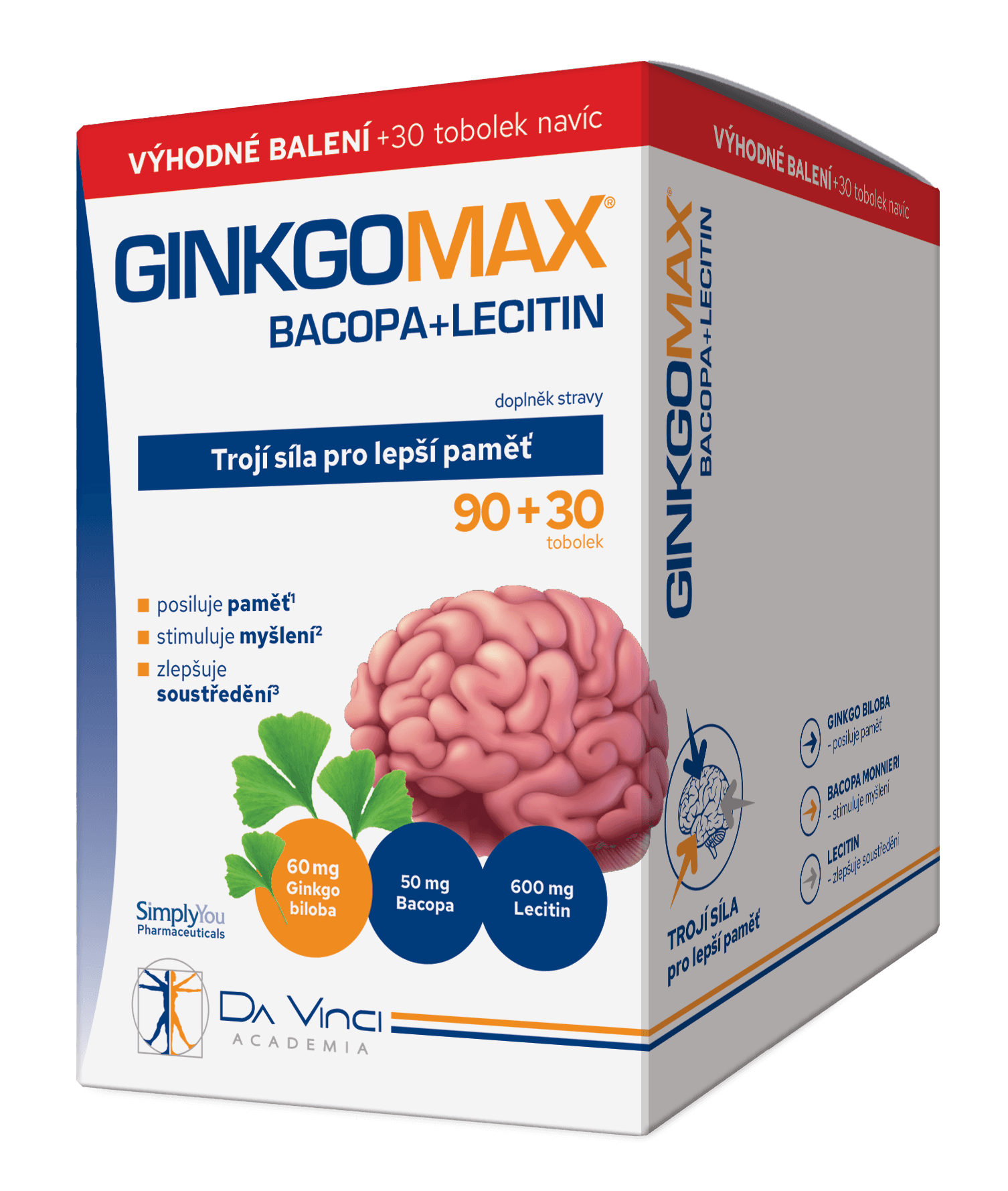GinkgoMAX+Bacopa+Lecitin Da Vinci Academia 90+30 tobolek