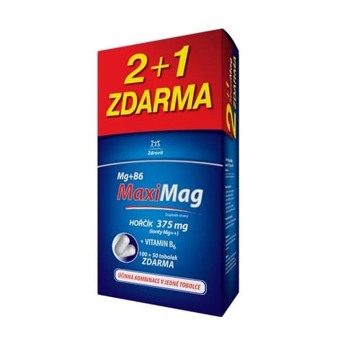 MaxiMag Hořčík 375mg+B6 tob.100+50 ZDARMA