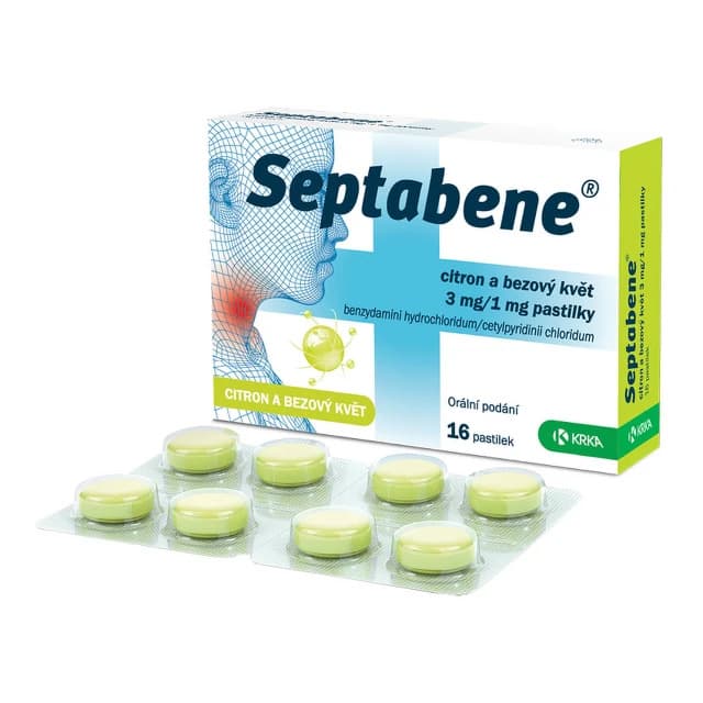Septabene citron a bezový květ pastilky 16ks