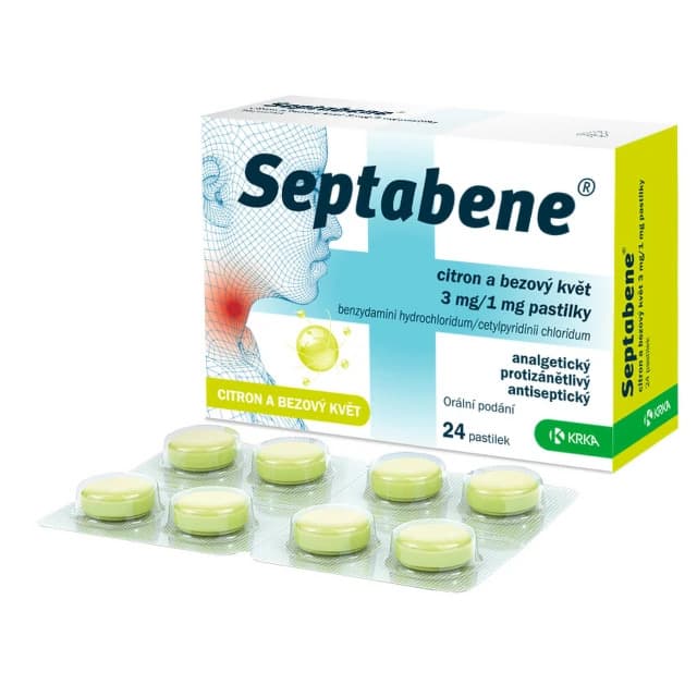 Septabene citron a bezový květ pastilky 24ks
